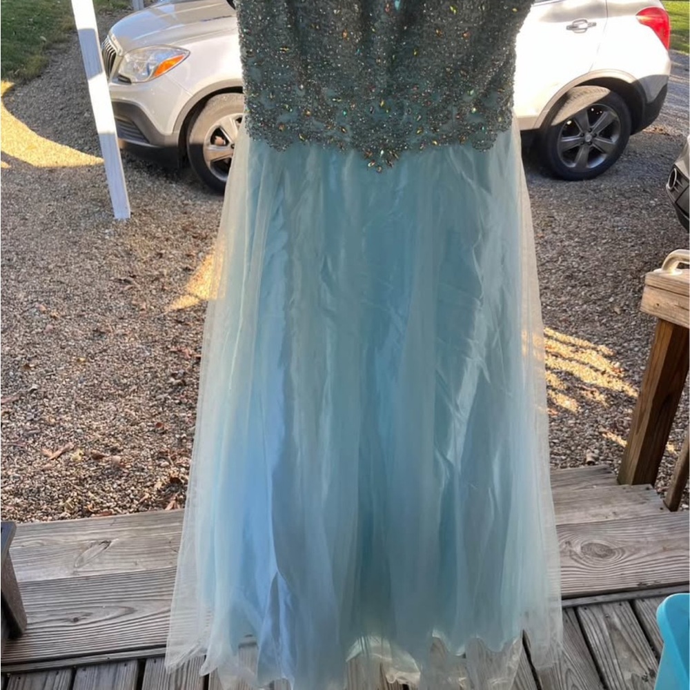 Elegant Blue Beaded Gown